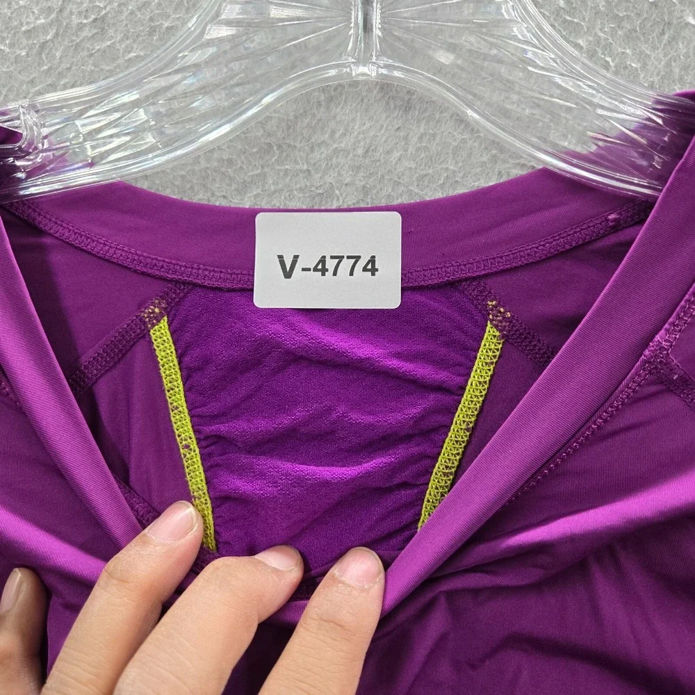 Lululemon Women Activewear Top 6 Purple Athletica Run Visibility Shirt Thumbhole
